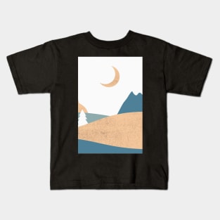 Landscape Art - Mountains Hiking - Sunset Adventure - Blue Lagoon - Seaside Art - Sunrise Mountains Kids T-Shirt